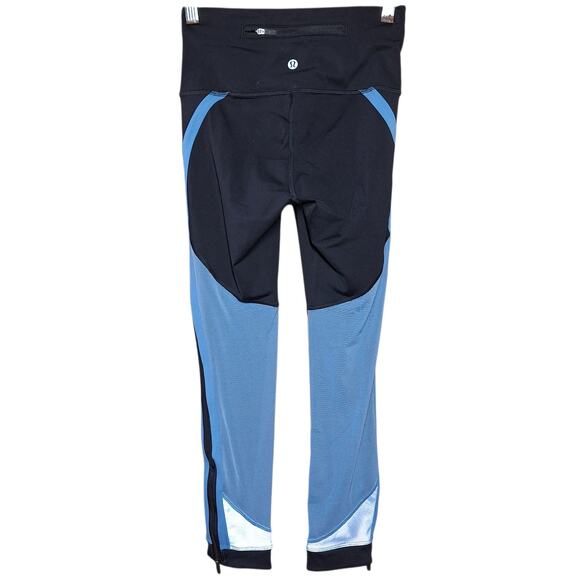 Lululemon high rise size 4 Zip the line crop legging black / utility blue 23" - Picture 4 of 10
